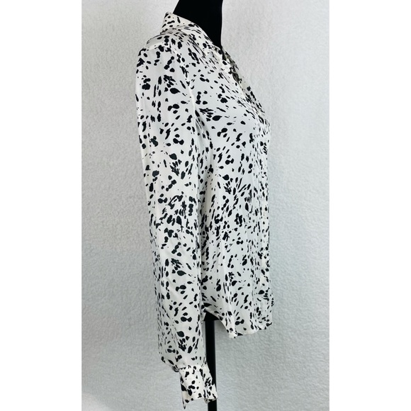 HAUTE HIPPIE • Dalmatian Print Semi-Sheer Button-Down Long Sleeve Shirt - Picture 2 of 11